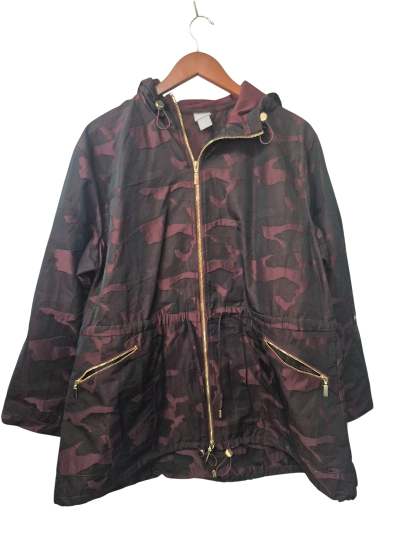 Chicos Camo Hooded Jacket Outerwear