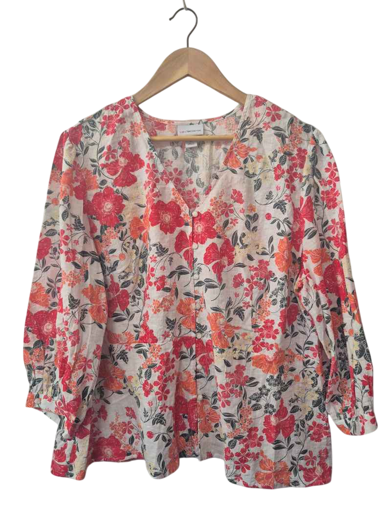 Liz Claiborne Floral V-Neck Long Sleeves