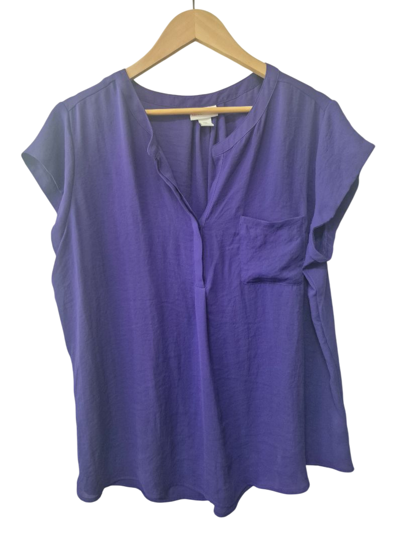 Liz Claiborne Split Neck Top Short Sleeves