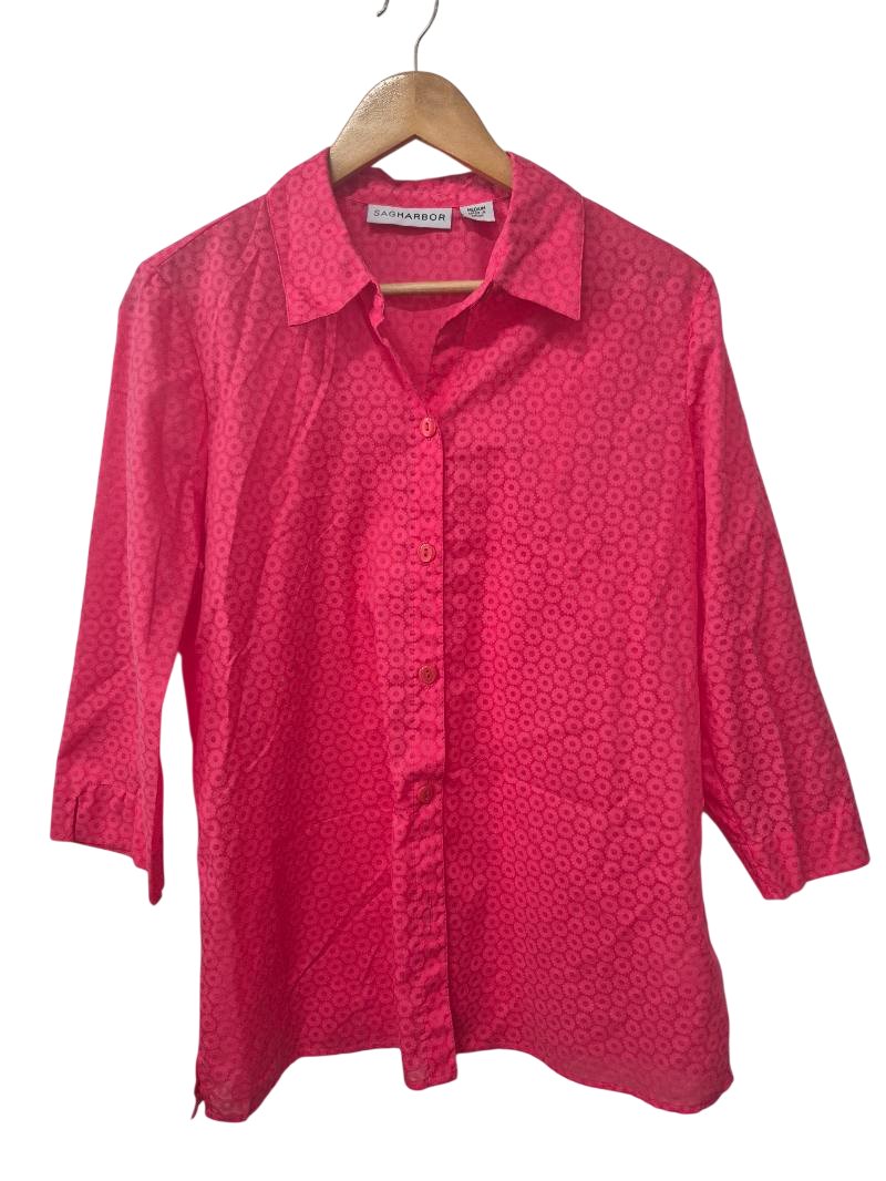 Sag Harbor Button-Up Blouse Long Sleeves
