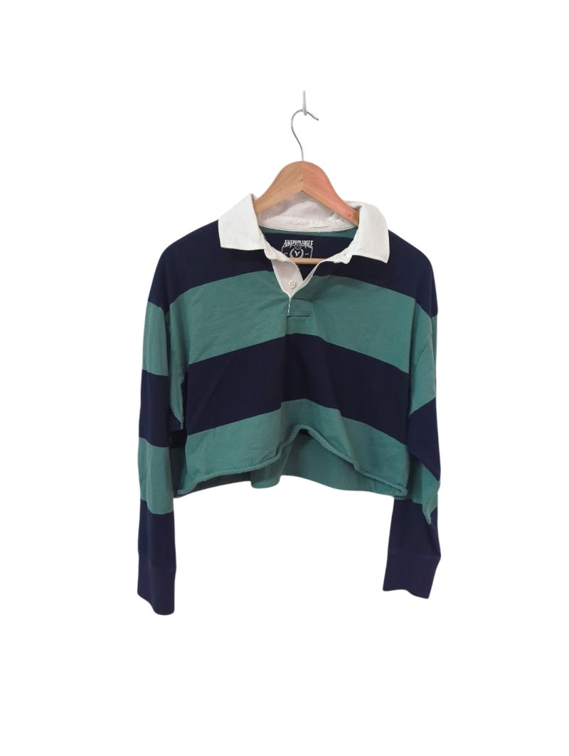 American Eagle Striped Polo Long Sleeves