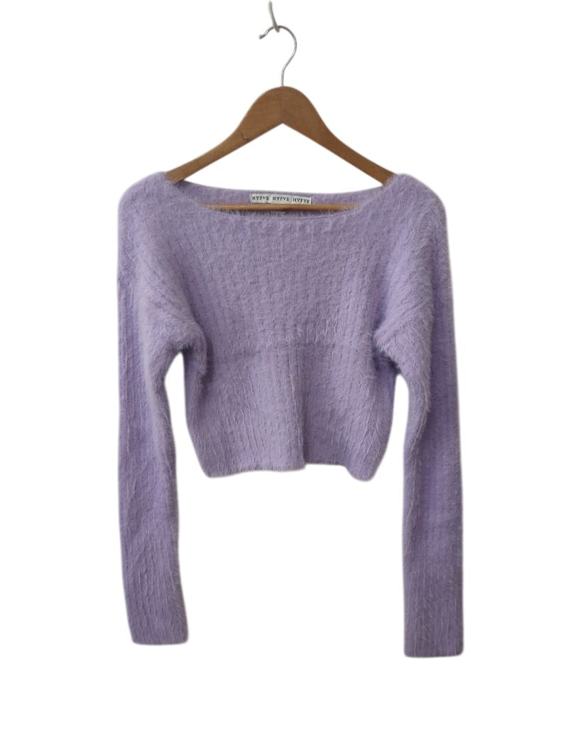 Hyve Hyve Hyve Cropped Fuzzy Sweater Long Sleeves