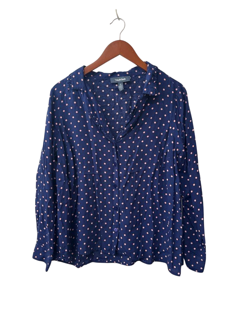 Modcloth Polka Dot Blouse Long Sleeves