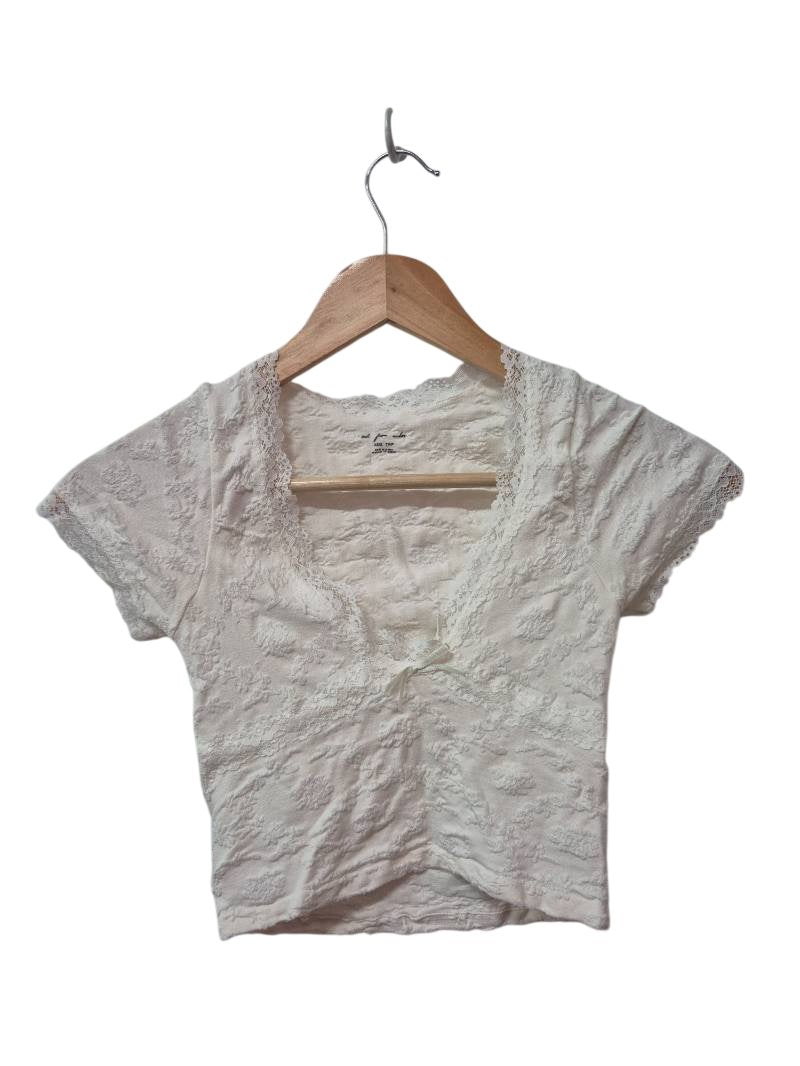 Out From Under V-Neck Lace Short Sleeves