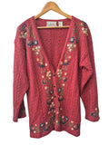 Portraits Embroidered Cardigan Vintage