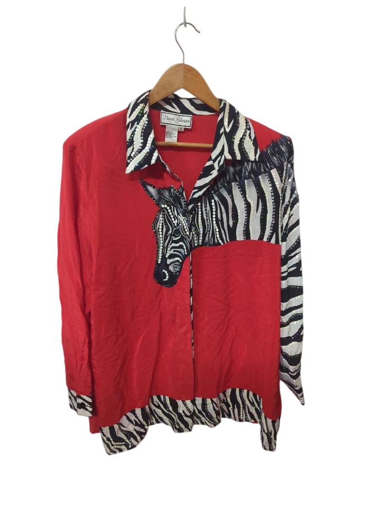 Diane Gilman Animal Print Blouse Vintage