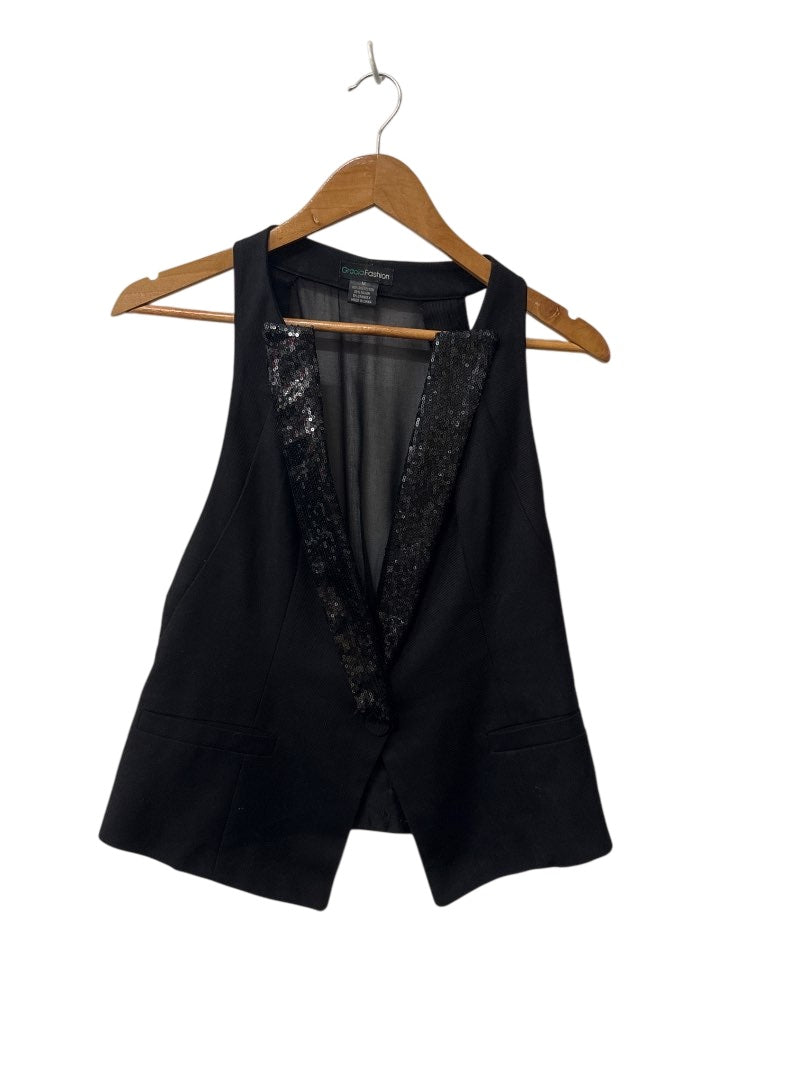 Gracia Fashion Sequin Lapel Vest Tanks