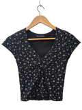Brandy Melville Ruched Floral Top Short Sleeves