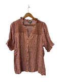 Terra + Sky Button Front Blouse Short Sleeves