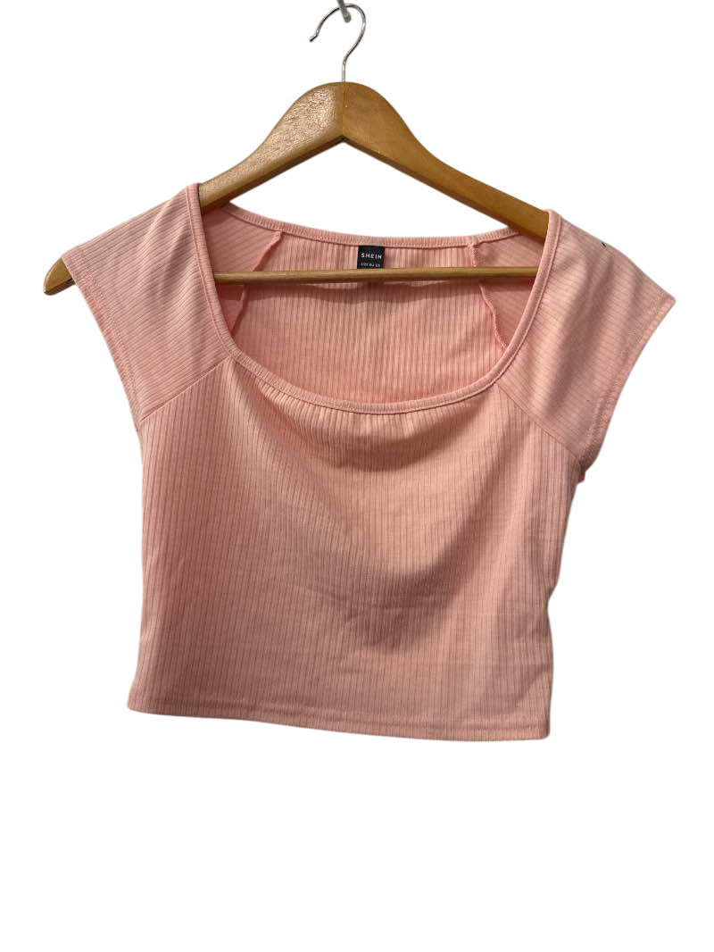 Shein Ribbed Scoop Neck Short Sleeves