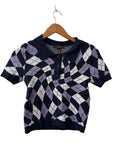 Forever 21 Argyle Polo Sweater Short Sleeves