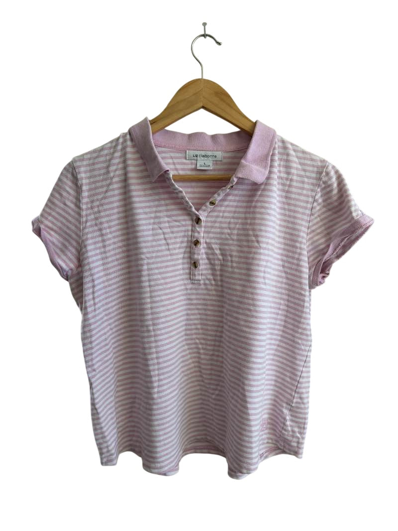 Liz Claiborne Striped Polo Short Sleeves