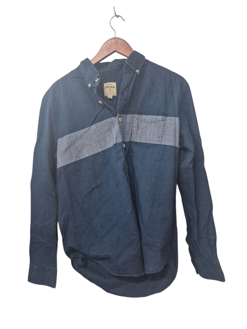 Premium Indigo Color Block Shirt Men's