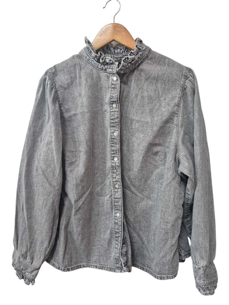 Divided Ruffled Button-Up Long Sleeves