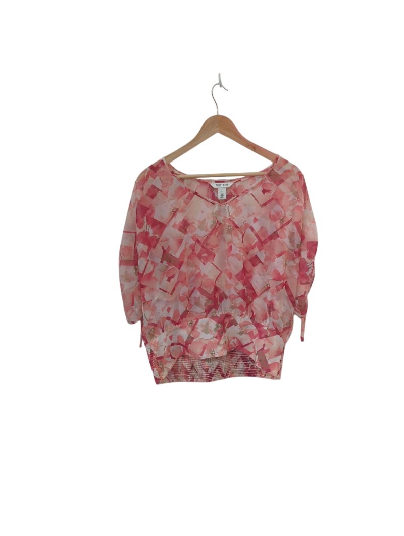 White House Black Market Abstract Print Blouse Short Sleeves