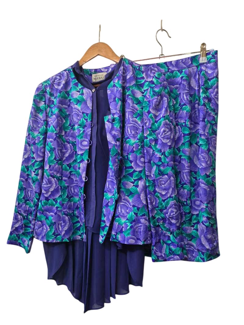 Adrianna Papell Floral Skirt Suit Vintage