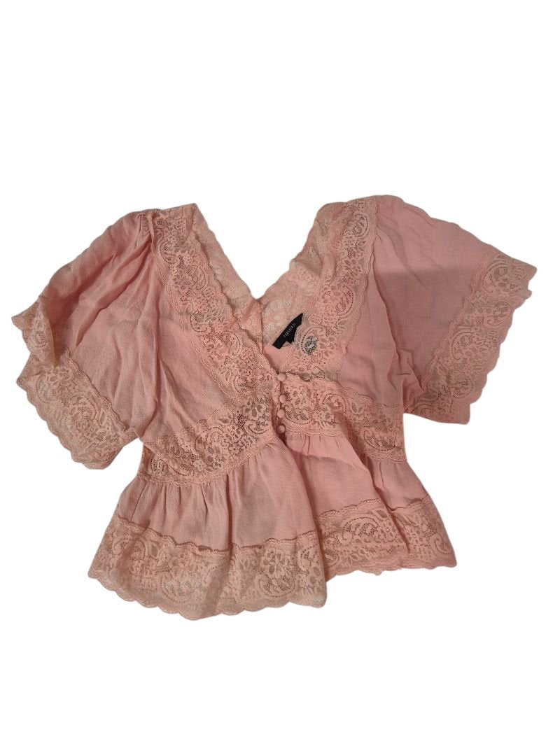 Forever 21 Lace Button-Front Short Sleeves