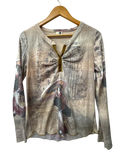 One World Printed Keyhole Top Long Sleeves