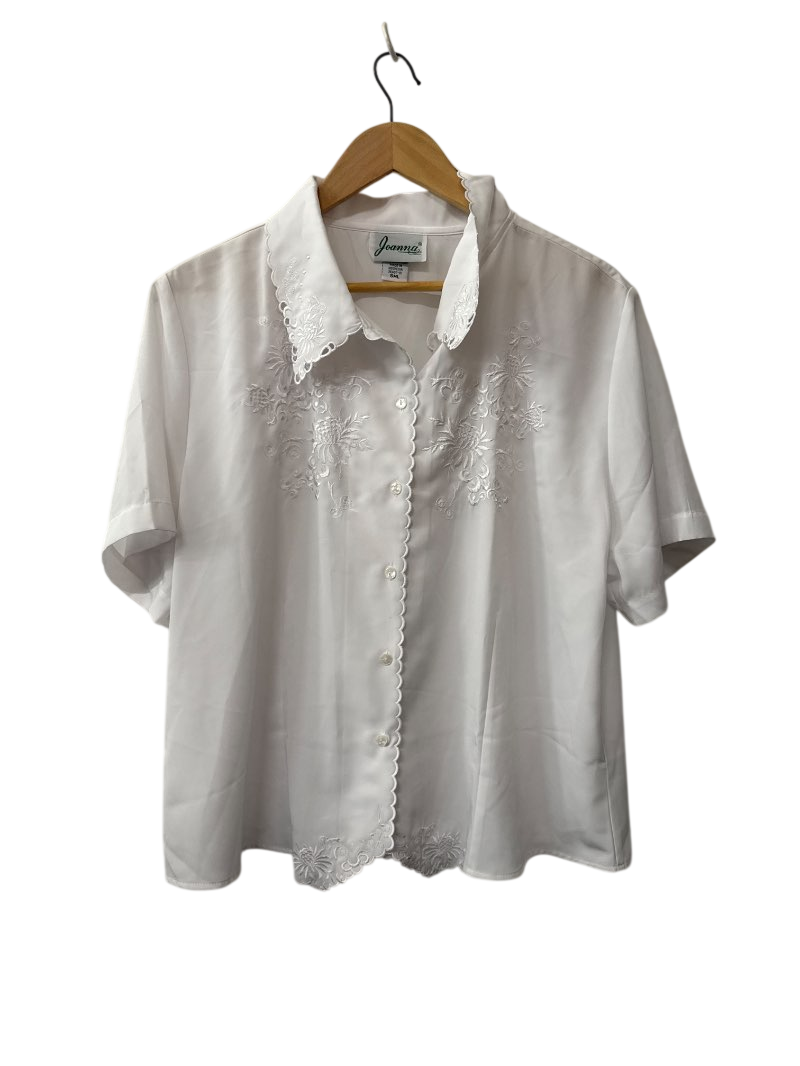 Joanna Embroidered Button-Up Short Sleeves