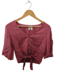 Japna Button Front Tie Short Sleeves