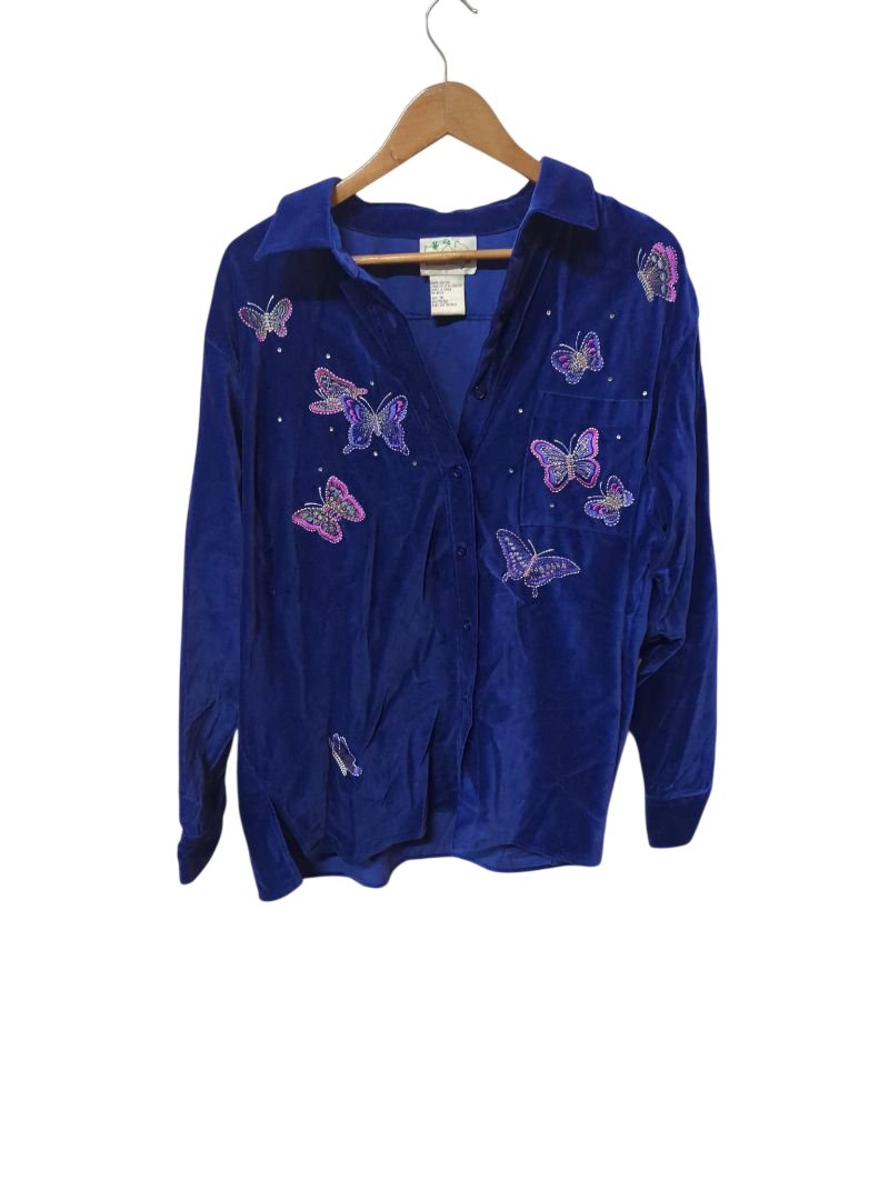 The Quacker Factory Embellished Velvet Blouse Vintage