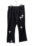 Distressed Embroidered Pants