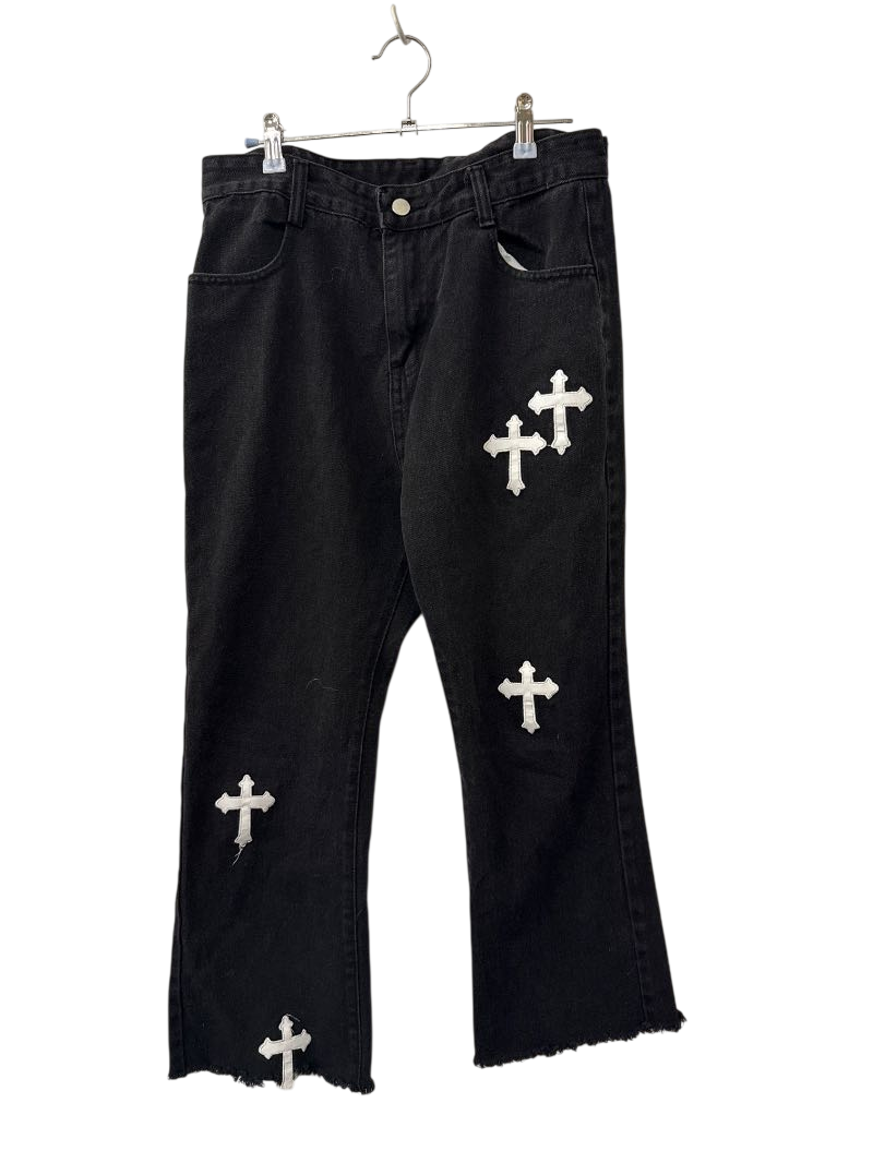 Distressed Embroidered Pants
