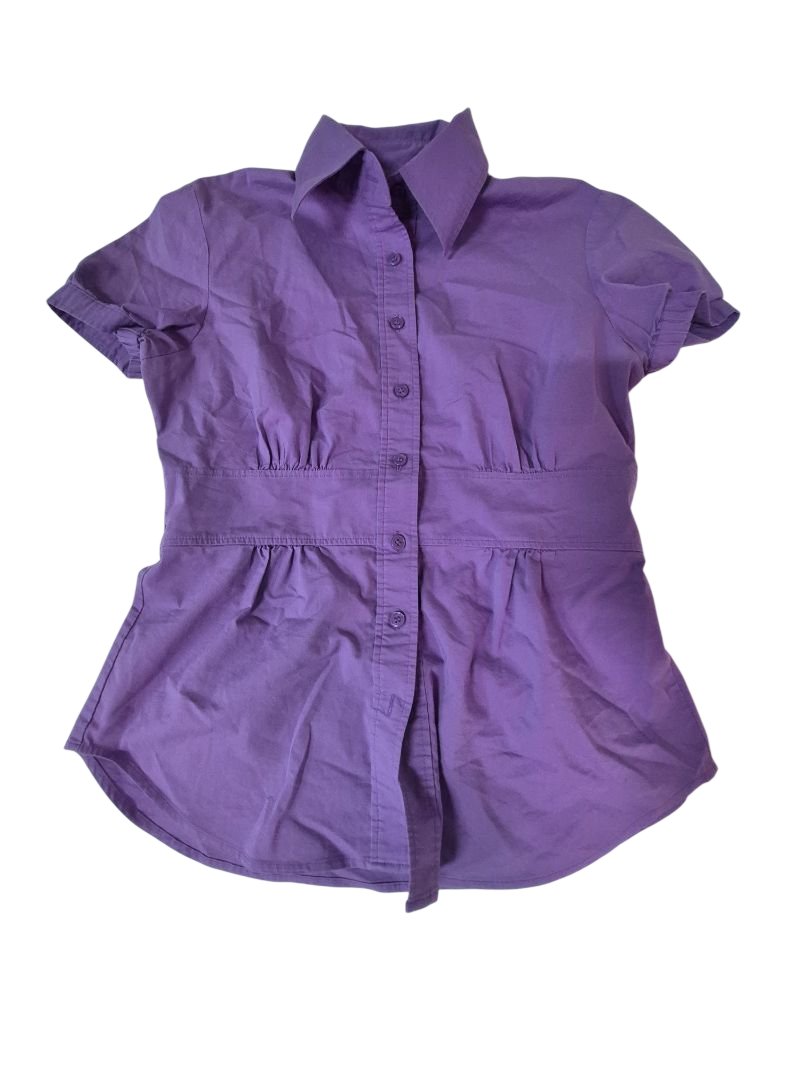 New York & Co Button-Up Blouse Short Sleeves