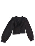 Lace Trim Blouse Long Sleeves