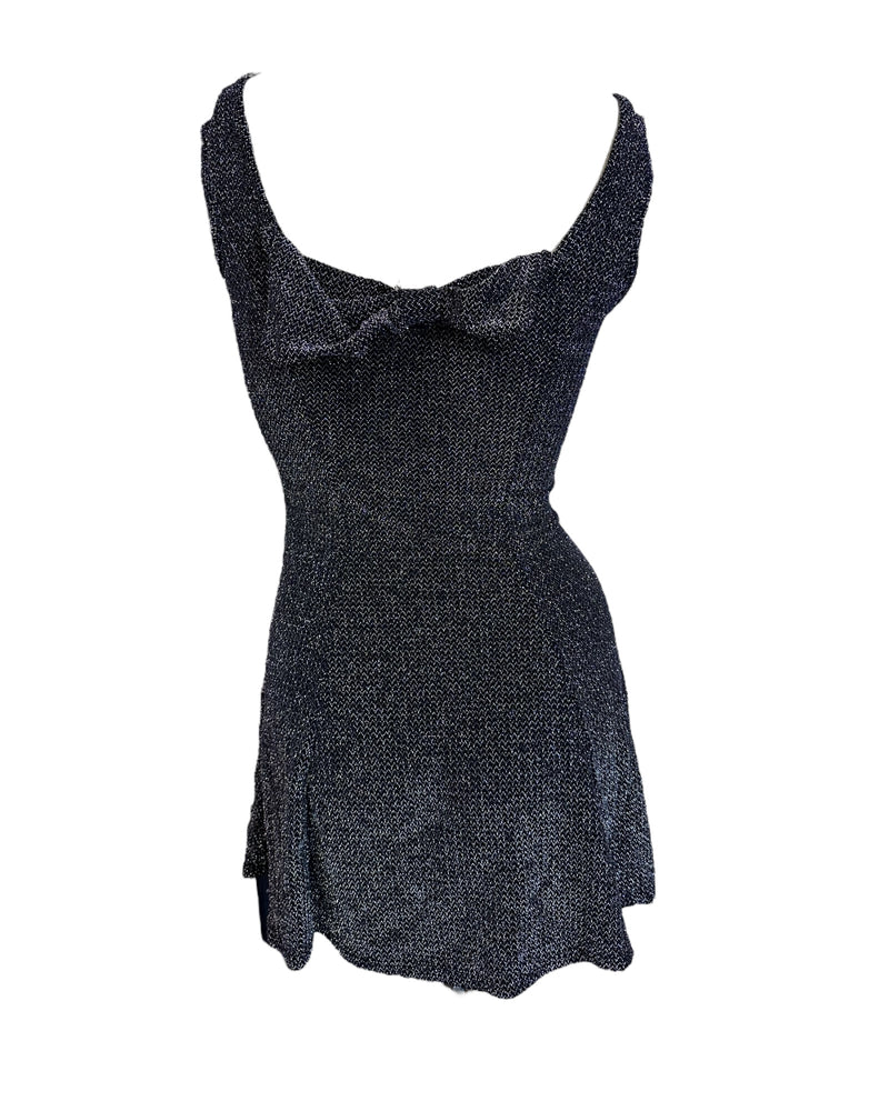 Black Glitter Deb Mini Dress, S