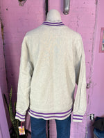 Gray/Purple Champion Turtleneck Sweatshirt, XL
