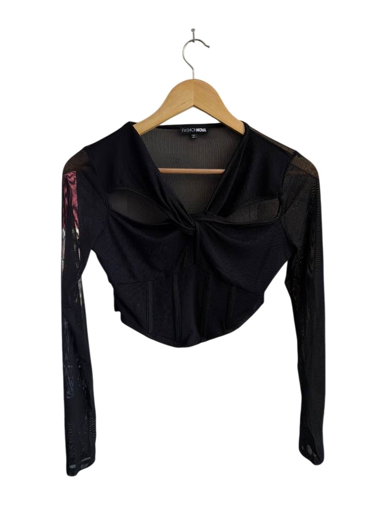 Fashion Nova Cropped Mesh Long Sleeves