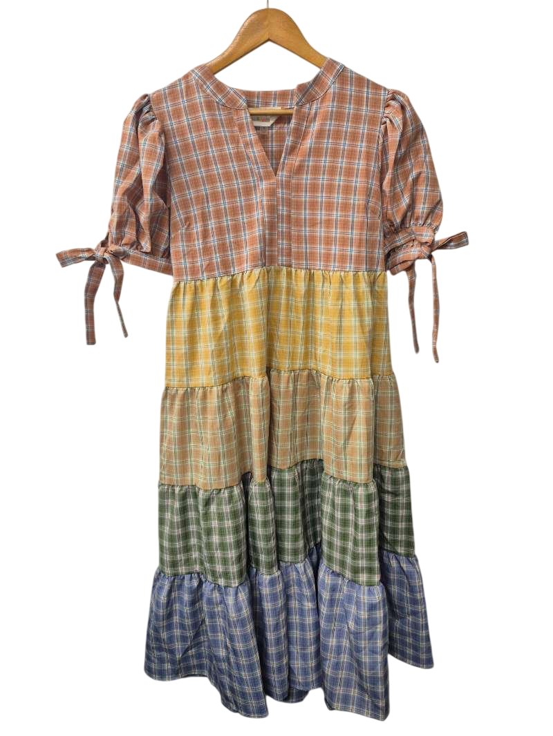 Fantastic Fawn Plaid Tiered Dresses