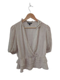 Express Ruffled Wrap Blouse Short Sleeves