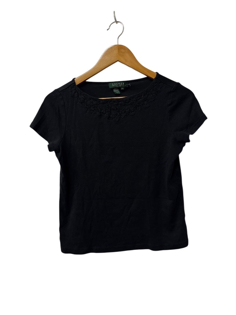 Lauren Ralph Lauren Lace Trim Top Short Sleeves