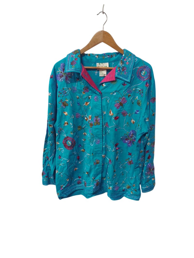 The Quacker Factory Embroidered Blouse Vintage
