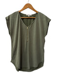 Green Envelope Zip Front Top Short Sleeves