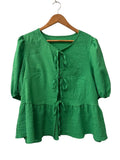SHEIN Tie-Front Blouse Short Sleeves