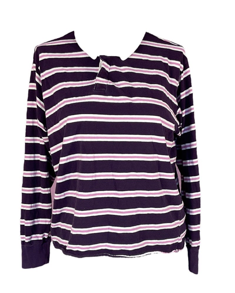 Purple Striped Wild Fable Cropped Polo Shirt, XXL
