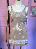 Tan Ethnic Dreams Sun & Moon Mini Dress, XL