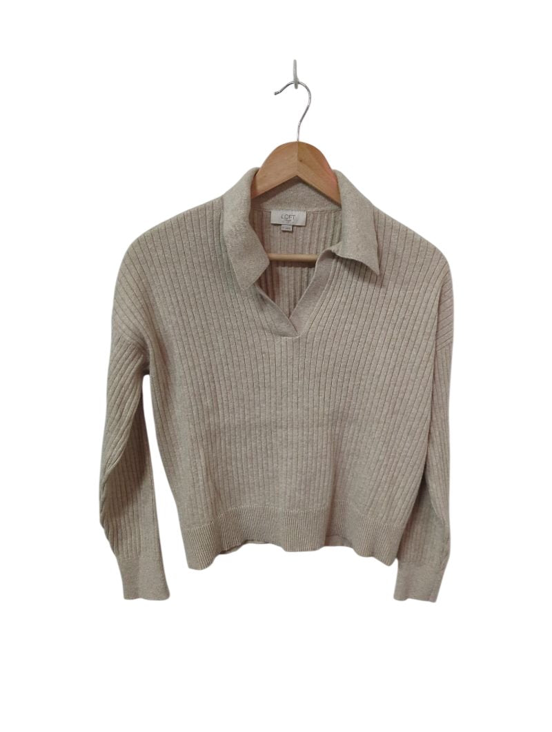 Loft Collared Ribbed Sweater Long Sleeves