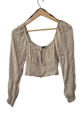 Forever 21 Smocked Floral Top Long Sleeves