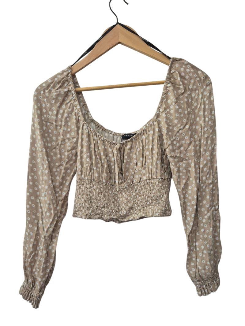 Forever 21 Smocked Floral Top Long Sleeves