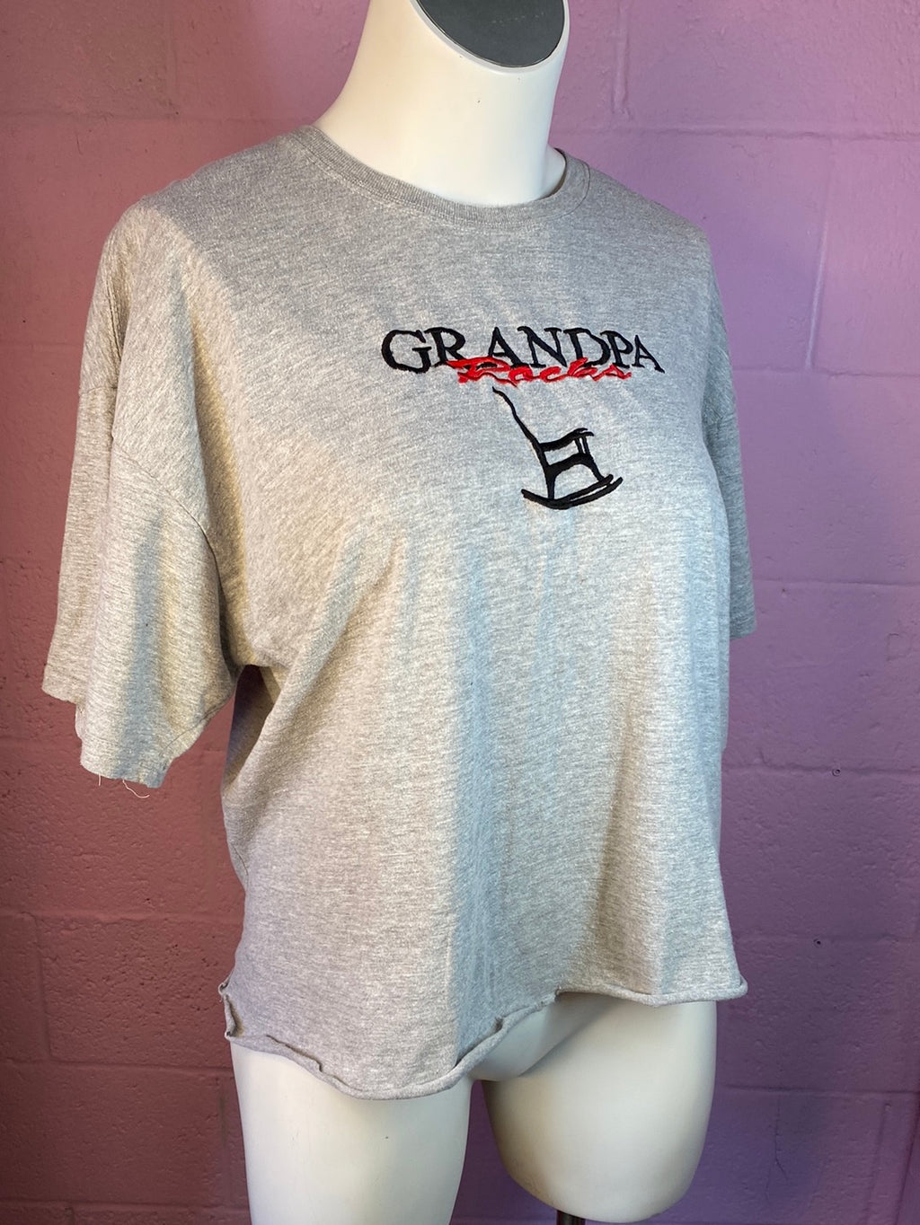 Gray "Grandpa Rocks" Old Varsity Brand Graphic Tee, 2X