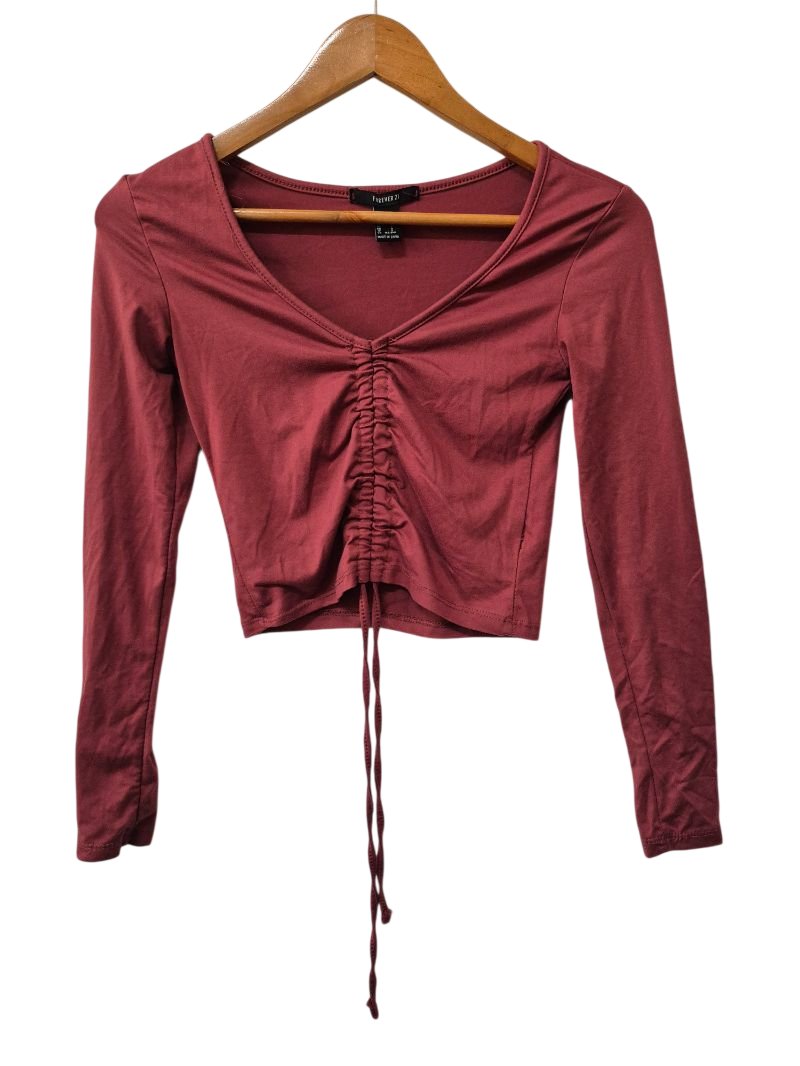 Forever 21 Ruched V-Neck Long Sleeves