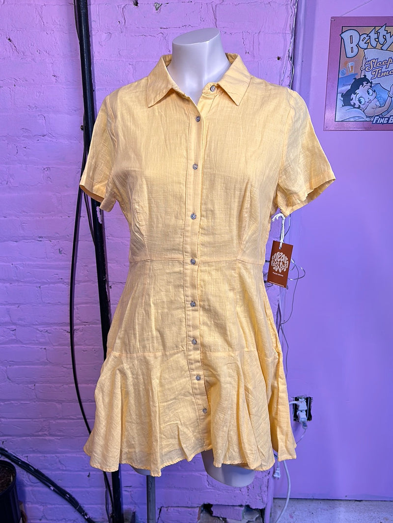 Yellow Urban Outfitters Shirt Dress, S