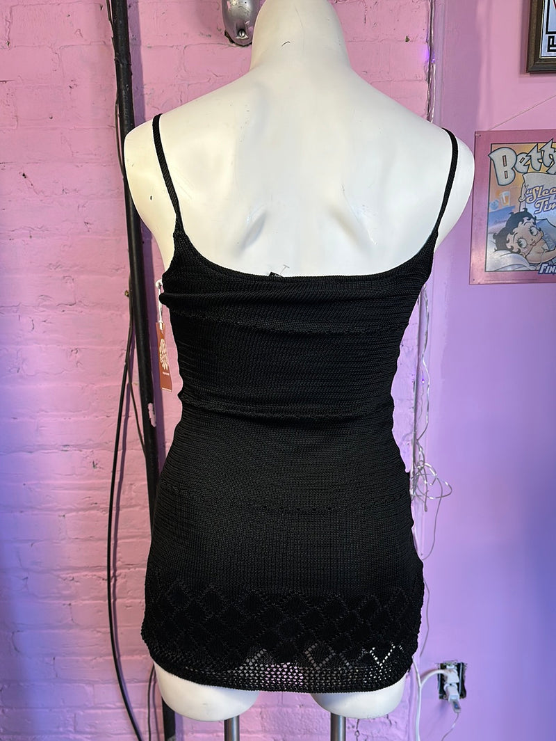 Black Nostalgia Knit Mini Dress, L