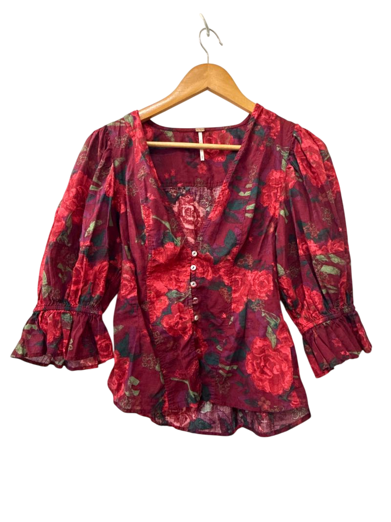 Free People Button-Up Blouse Long Sleeves