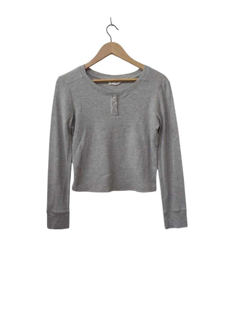 Pink rose Henley Ribbed Long Sleeves