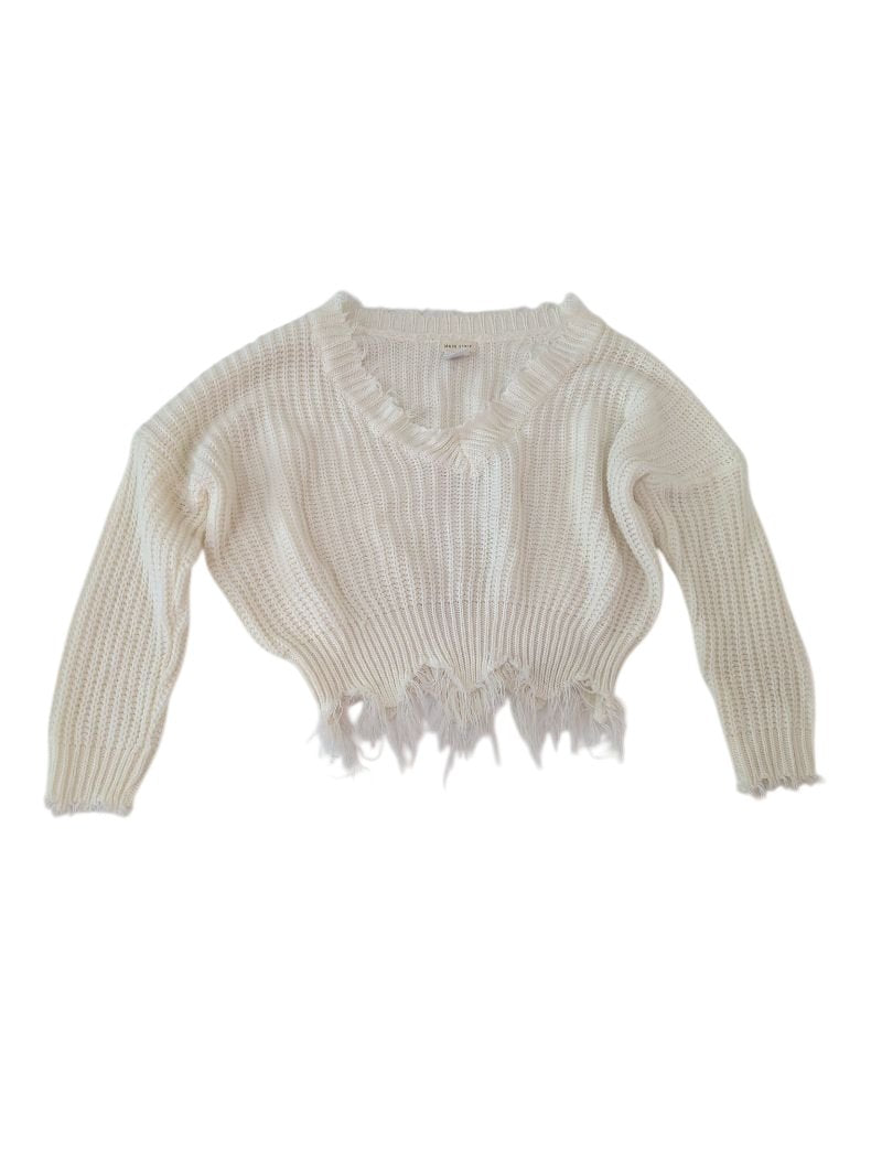 Main Strip V-Neck Distressed Sweaters